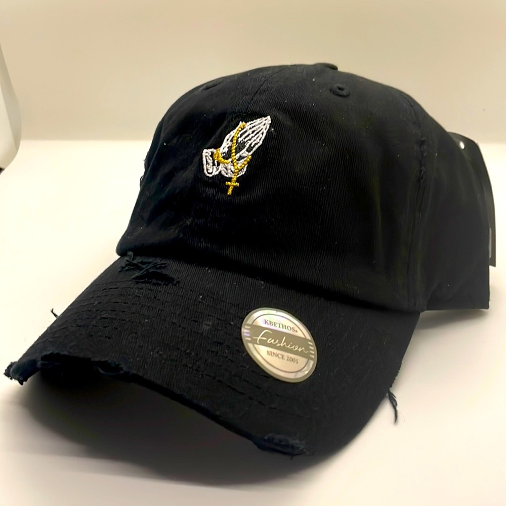 Blessed distressed hat - black - adjustable
